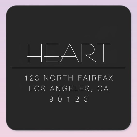 Stilvoll moderner Minimal Name & Adresse | Schwarz Quadratischer Aufkleber