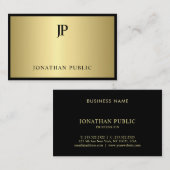 Stilvoll moderner Monogram Black Gold Glamour Luxe Visitenkarte (Vorne/Hinten)