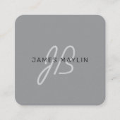 Stilvoll moderner Name | Schwarz & Dunkelgrau Quadratische Visitenkarte (Vorderseite)