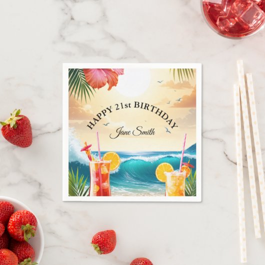 Stilvoll moderner und lebendiger Spaß am 21. Gebur Serviette (Beispiel)