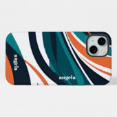 Stilvoll modernes abstrakt orangefarbenes aquamari iPhone hülle (Rückseite (Horizontal))