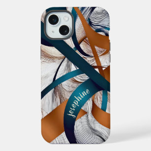 Stilvoll modernes abstraktes aquamarines Bronzeban iPhone 15 Plus Hülle