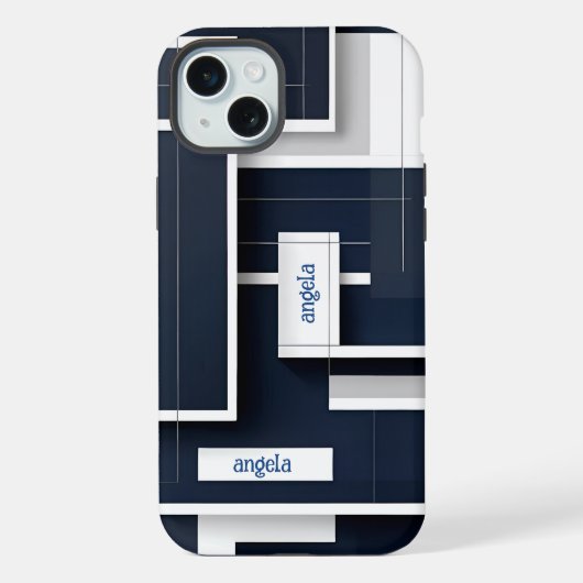 Stilvoll modernes abstraktes geometrisches Marineb iPhone Hülle (Rückseite)