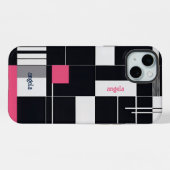 Stilvoll modernes, abstraktes geometrisches Schwar iPhone Hülle (Rückseite (Horizontal))