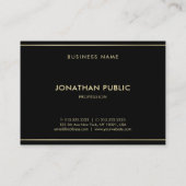 Stilvoll Modernes Black Gold Luxus Cool Einfach Sc Visitenkarte (Rückseite)