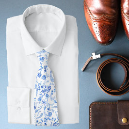 Stilvoll Modernes Blue White Floral Paisley Krawatte