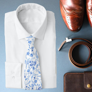 Stilvoll Modernes Blue White Floral Paisley Krawatte