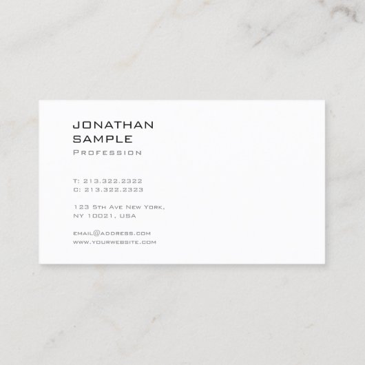 Stilvoll modernes Design Sleek Schlicht Beruflich Visitenkarte (Rückseite)