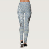 Stilvoll modernes eklektisches Vintages Blau Grau Leggings (Rückseite)
