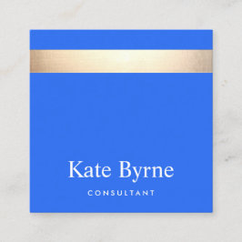 Stilvoll Modernes Gold Streifen Cobalt Blue Quadratische Visitenkarte