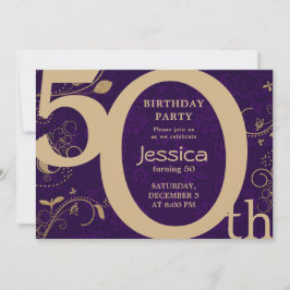 Stilvoll Modernes Gold und Lila Einladung zum Gebu