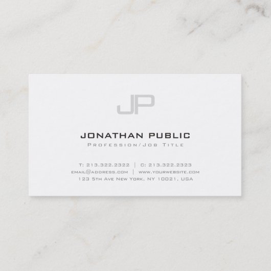 Stilvoll modernes Monogram Clean Design Trendy Lux Visitenkarte (Rückseite)