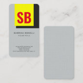 Stilvoll Modernes Monogram, gelb, grau Visitenkarte (Vorne/Hinten)