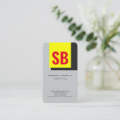 Stilvoll Modernes Monogram, gelb, grau Visitenkarte (Stehend Vorderseite)