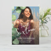 Stilvoll modernes pinkfarbenes Grün, süß 16-jährig Einladung (Stehend Vorderseite)