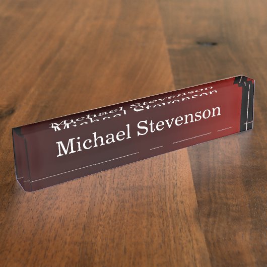 Stilvoll Modernes Red Elegant Namplate Namensplakette (Seite)