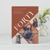 Stilvoll modernisiert | 40. Geburtstag 3 Foto Einladung (Stehend Vorderseite)