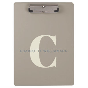 Stilvoll monogrammierter Name professionell Taupe Klemmbrett