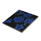 Stilvoll Neon Blue Blumen Blumen Fliese (Seite)