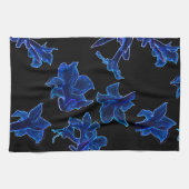 Stilvoll Neon Blue Blumen Blumen Geschirrtuch (Horizontal)