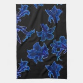 Stilvoll Neon Blue Blumen Blumen Geschirrtuch (Vertikal)