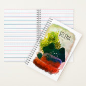 Stilvoll Niedlicher Cartoon Hidden Fluffy Cat Mono Notizblock (Innen)