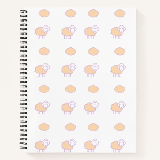 Stilvoll Niedliches rosa Schaf mit Wolkenmuster Notizblock (Vorderseite)