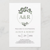 Stilvoll Olivenzweig Mittelmeercharme Hochzeit Programm (Vorderseite)