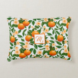 Stilvoll Orange Blossom Mit Monogramm dekorativ Dekokissen