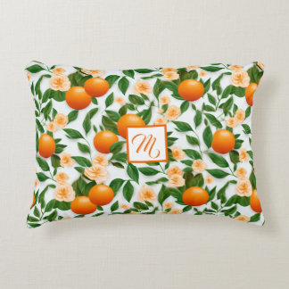 Stilvoll Orange Blossom Mit Monogramm dekorativ Dekokissen
