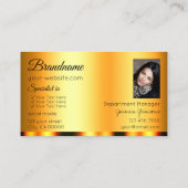 Stilvoll Orange Glamour mit Foto Beruflich Visitenkarte (Rückseite)