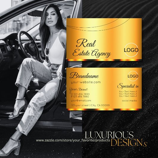 Stilvoll Orange Glamour mit Logo Beruflich Visitenkarte