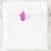 Stilvoll orchid Aquarell Rosa Hochzeitsticker Runder Aufkleber (Tasche)