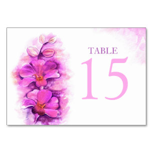 Stilvoll orchid rosa Hochzeitstischkartennummern Tischnummer