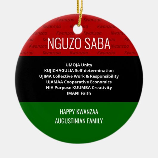 Stilvoll personalisiert NGUZO SABA Happy Kwanzaa Keramik Ornament (Vorne)