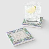 Stilvoll Personalisierter Text Steinuntersetzer (Seitenansicht)