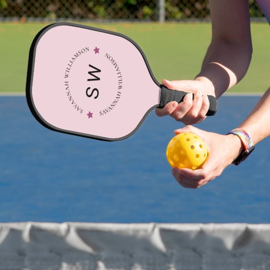 Stilvoll personalisiertes Monogramm rosa Pickleball Schläger (InSitu)