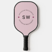 Stilvoll personalisiertes Monogramm rosa Pickleball Schläger (Rückseite)