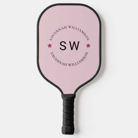 Stilvoll personalisiertes Monogramm rosa Pickleball Schläger (Rückseite)