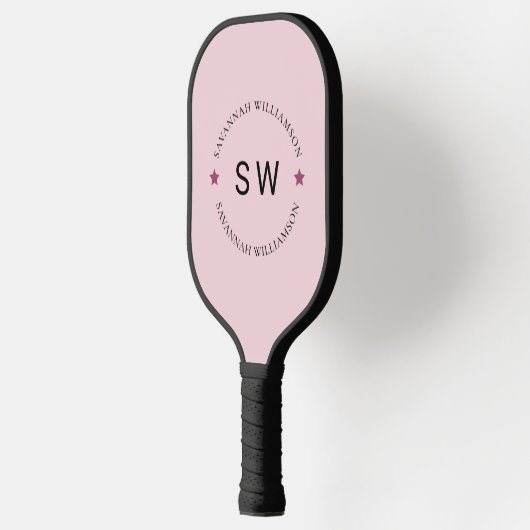 Stilvoll personalisiertes Monogramm rosa Pickleball Schläger (Links)