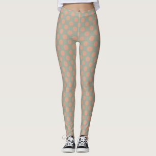 Stilvoll Pfirsich Pink Green Polka Dot Leggings