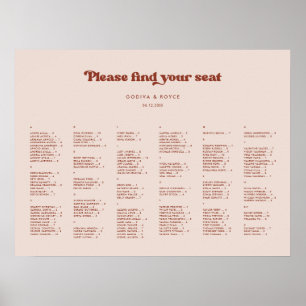 Stilvoll Pfirsichrosa Alphabetisches Sitzdiagramm Poster