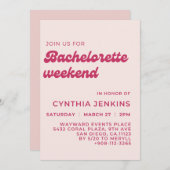 Stilvoll pfirsichrosa Junggeselinnen-Abschied Einladung (Vorne/Hinten)