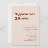Stilvoll pfirsichrosa Probe Abendessen Einladung (Vorderseite)