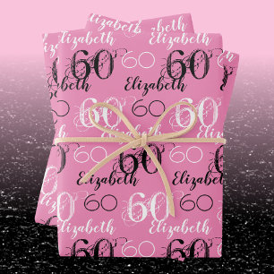 Stilvoll Pink 60. Geburtstag Personalisierte Gesch Geschenkpapier Set