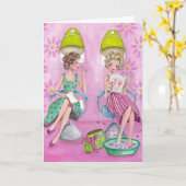 Stilvoll Pink Beauty Salon Girly Gruß Karte (Gelbe Blume)