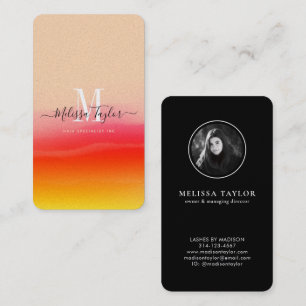 Stilvoll Pink Gold Abstrakt Mit Monogramm Holograf Visitenkarte