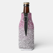 Stilvoll Pink Ombre Glitzer Sparkle Flaschenkühler (Flasche Rückseite)