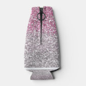 Stilvoll Pink Ombre Glitzer Sparkle Flaschenkühler (Rückseite)
