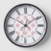 Stilvoll Pink Polka Dots Girly Uhr (Vorderseite)